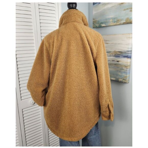 Women's Faux Shearling Jacket Universal Thread Brown Size XS OVERSIZED - Picture 4 of 6